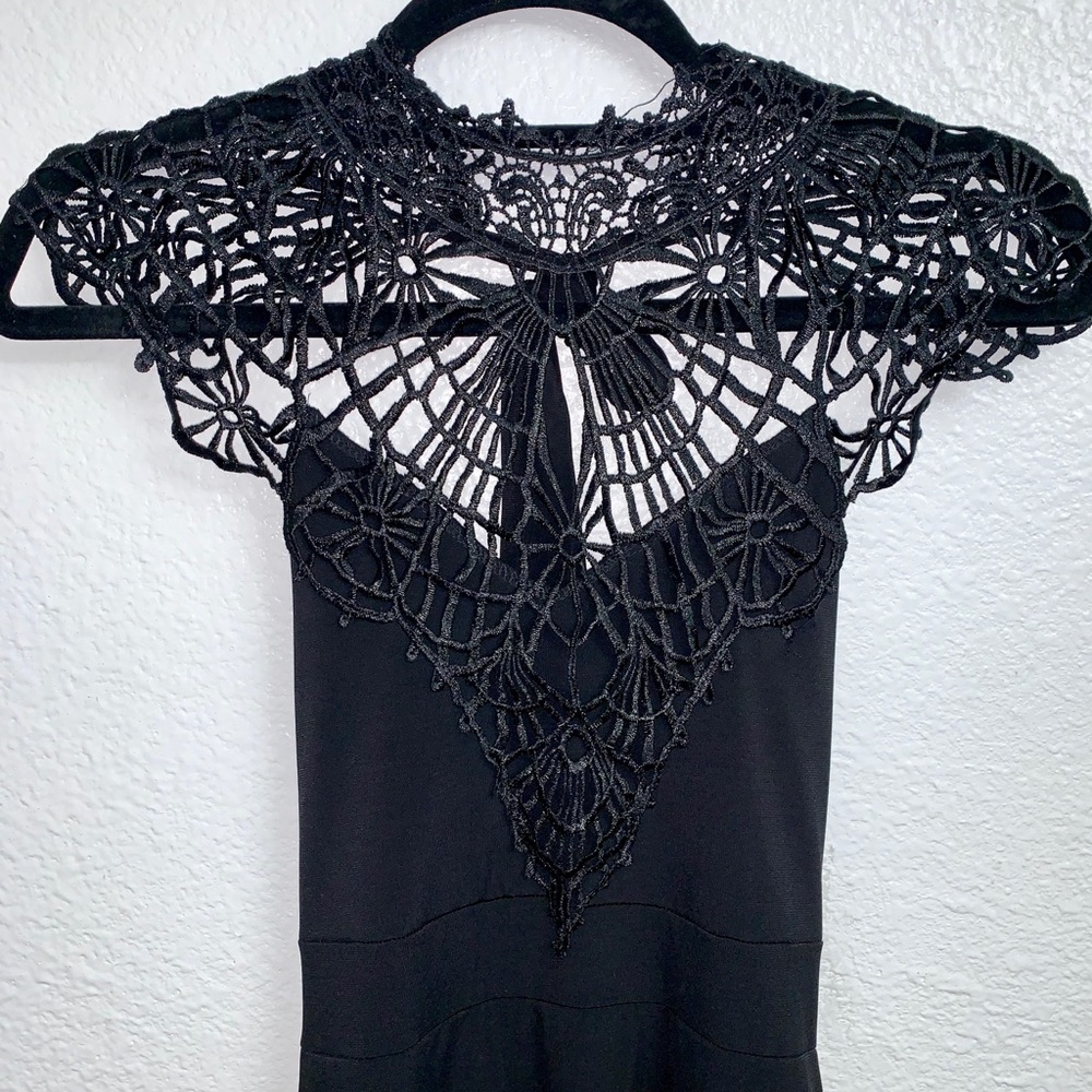 LA Femme Midi with leg slit Lace top dress